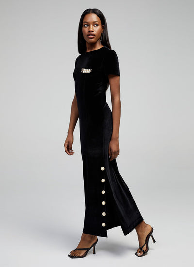 black  maxi velvet dress