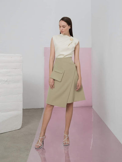 Adanna A-line Olive Midi Skirt - Modest Glory